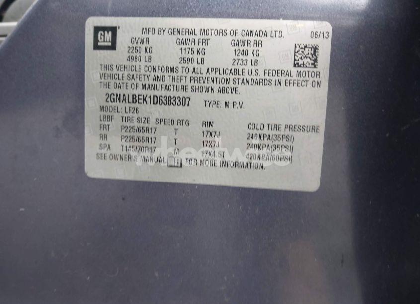 Photo 9 of 2013 Chevrolet Equinox LS (VIN 2GNALBEK1D6383307)