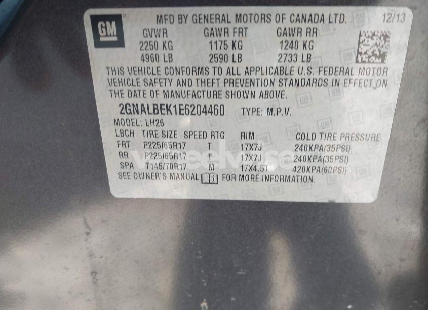 Photo 9 of 2014 Chevrolet Equinox 1LT (VIN 2GNALBEK1E6204460)