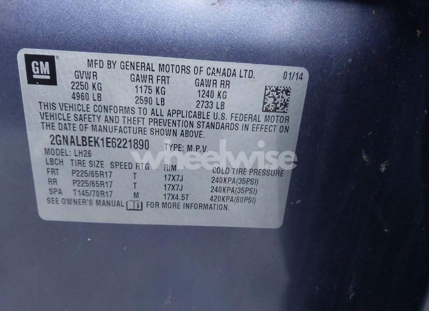 Photo 9 of 2014 Chevrolet Equinox 1LT (VIN 2GNALBEK1E6221890)