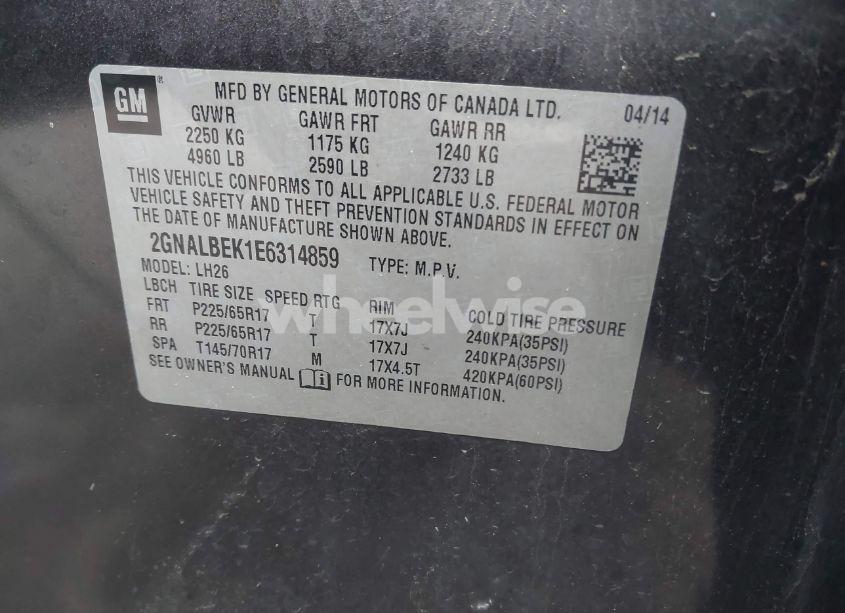 Photo 9 of 2014 Chevrolet Equinox 1LT (VIN 2GNALBEK1E6314859)