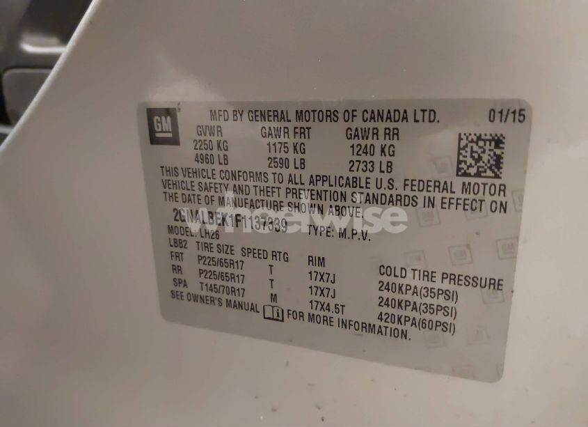 Photo 9 of 2015 Chevrolet Equinox 1LT (VIN 2GNALBEK1F1137339)