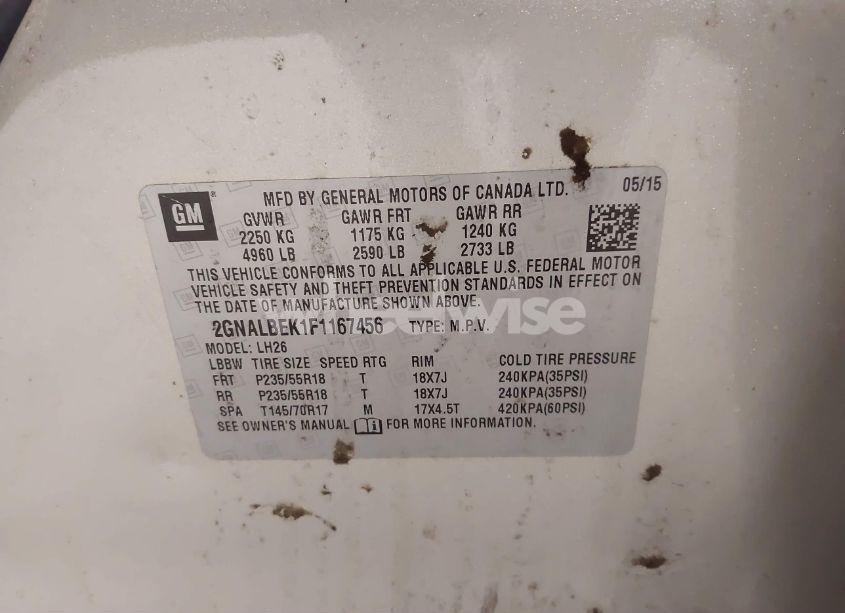 Photo 9 of 2015 Chevrolet Equinox 1LT (VIN 2GNALBEK1F1167456)