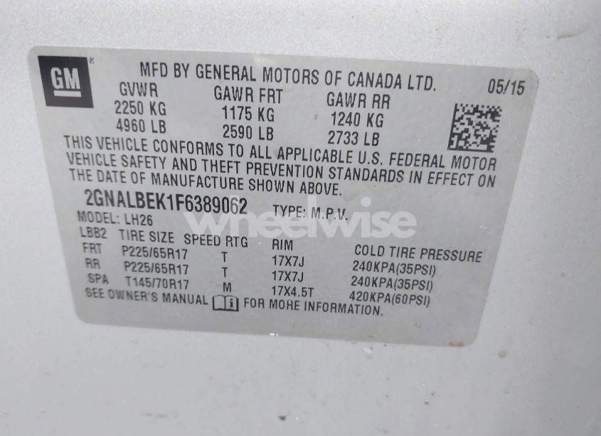 Photo 9 of 2015 Chevrolet Equinox 1LT (VIN 2GNALBEK1F6389062)