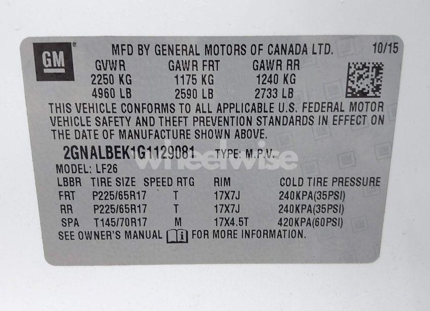 Photo 9 of 2016 Chevrolet Equinox LS (VIN 2GNALBEK1G1129081)