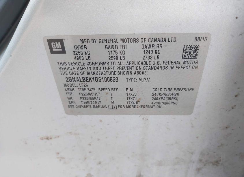 Photo 9 of 2016 Chevrolet Equinox LS (VIN 2GNALBEK1G6100859)