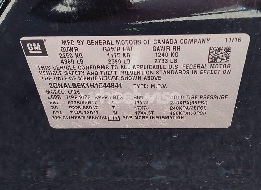 Photo 9 of 2017 Chevrolet Equinox LS (VIN 2GNALBEK1H1544841)