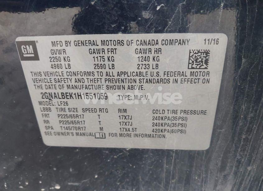 Photo 9 of 2017 Chevrolet Equinox LS (VIN 2GNALBEK1H1551059)