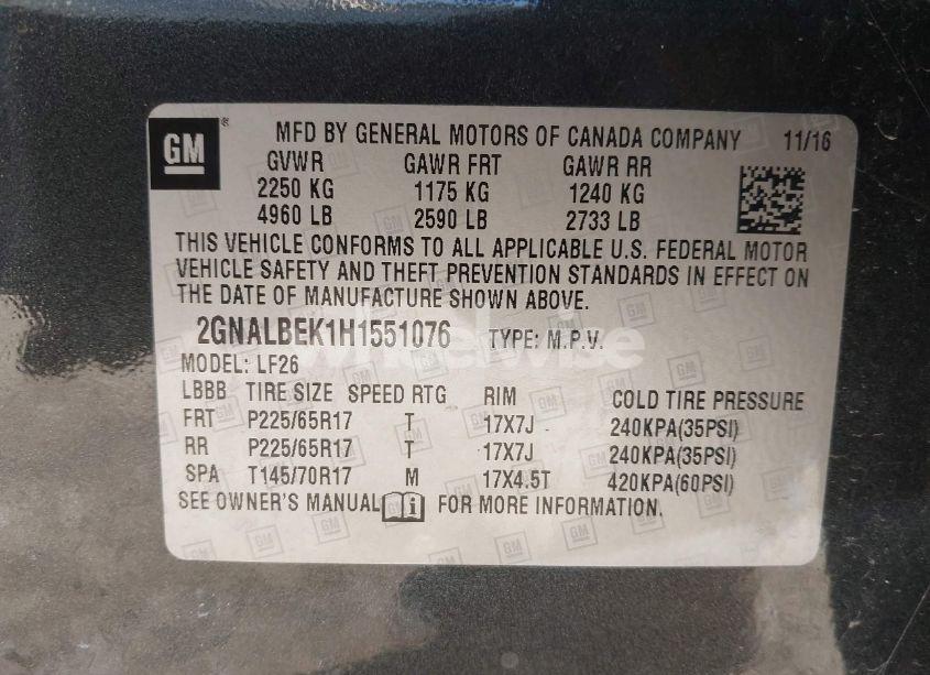 Photo 9 of 2017 Chevrolet Equinox LS (VIN 2GNALBEK1H1551076)