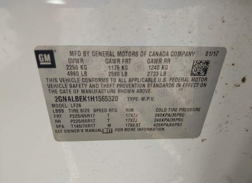 Photo 9 of 2017 Chevrolet Equinox LS (VIN 2GNALBEK1H1565320)