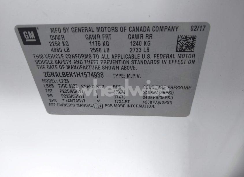 Photo 9 of 2017 Chevrolet Equinox LS (VIN 2GNALBEK1H1574938)