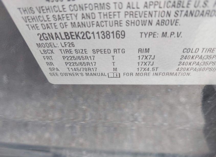 Photo 9 of 2012 Chevrolet Equinox LS (VIN 2GNALBEK2C1138169)