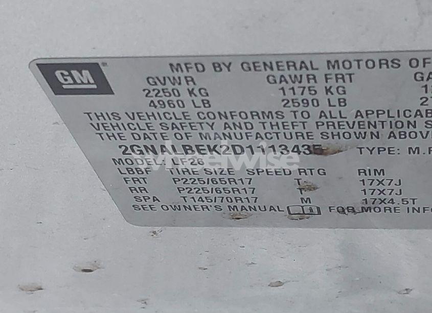 Photo 9 of 2013 Chevrolet Equinox LS (VIN 2GNALBEK2D1113435)