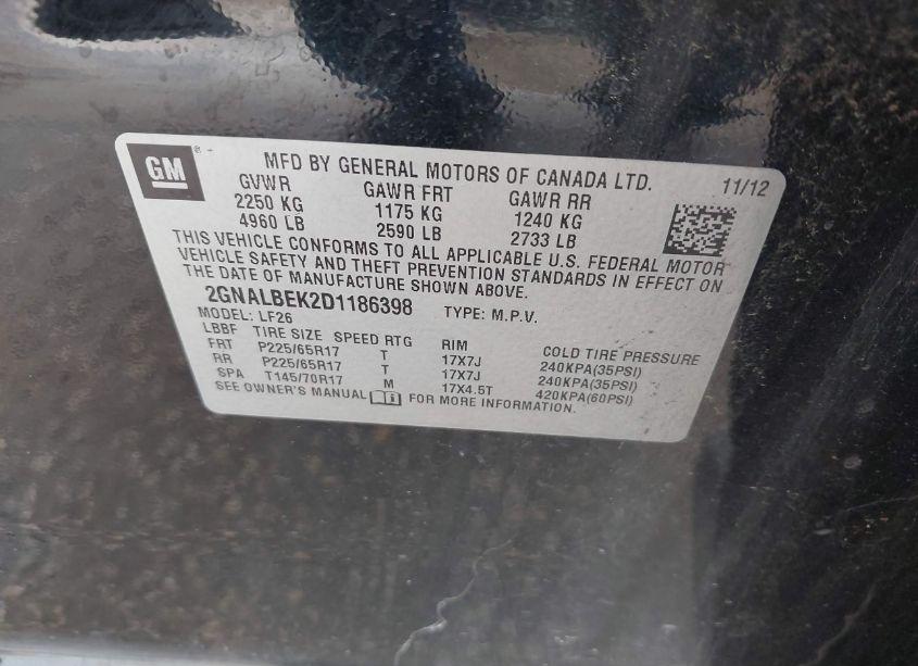 Photo 9 of 2013 Chevrolet Equinox LS (VIN 2GNALBEK2D1186398)