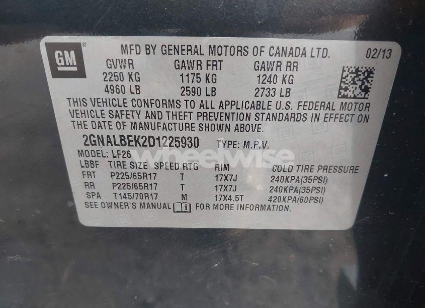 Photo 9 of 2013 Chevrolet Equinox LS (VIN 2GNALBEK2D1225930)