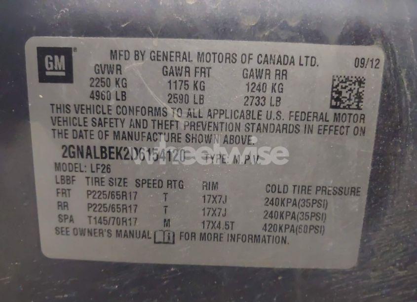 Photo 9 of 2013 Chevrolet Equinox LS (VIN 2GNALBEK2D6154120)