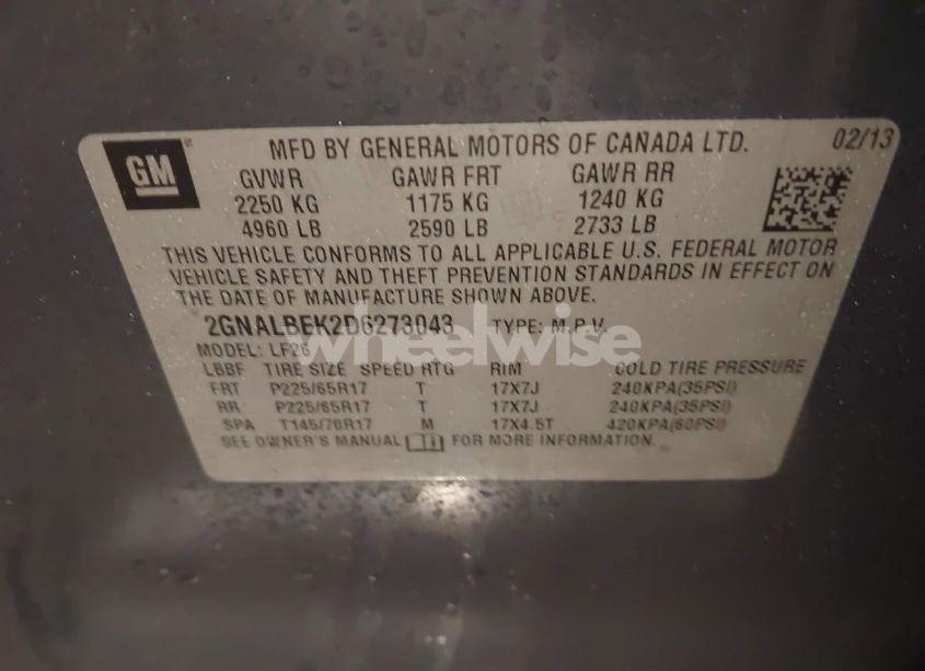 Photo 9 of 2013 Chevrolet Equinox LS (VIN 2GNALBEK2D6273043)