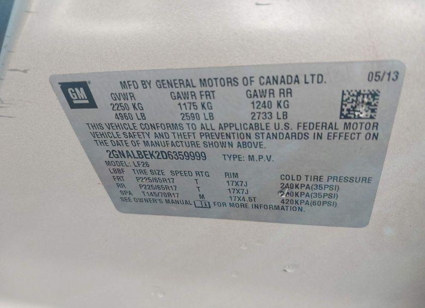 Photo 9 of 2013 Chevrolet Equinox LS (VIN 2GNALBEK2D6359999)