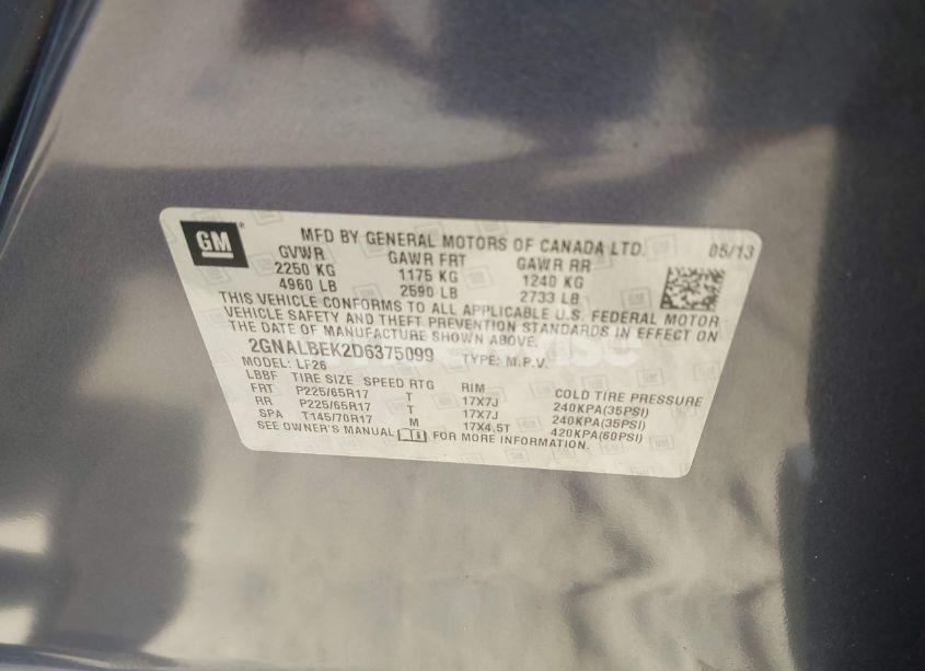 Photo 9 of 2013 Chevrolet Equinox LS (VIN 2GNALBEK2D6375099)