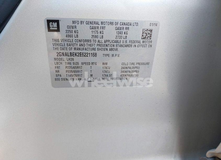 Photo 9 of 2014 Chevrolet Equinox 1LT (VIN 2GNALBEK2E6221168)