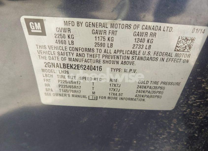 Photo 9 of 2014 Chevrolet Equinox 1LT (VIN 2GNALBEK2E6240416)