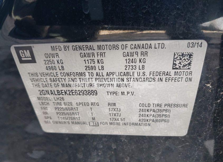 Photo 9 of 2014 Chevrolet Equinox 1LT (VIN 2GNALBEK2E6293889)