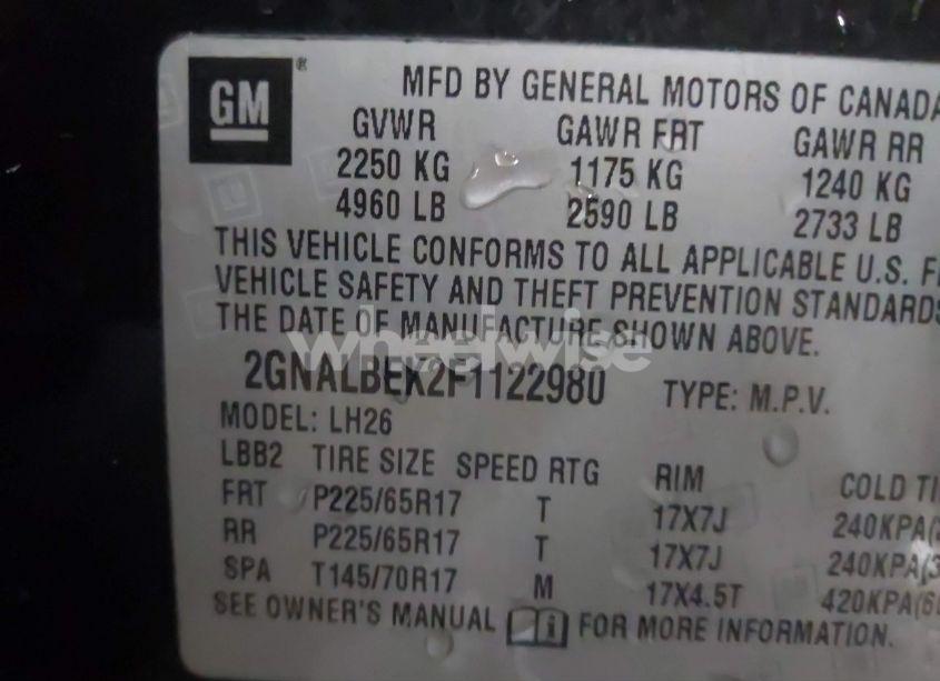 Photo 9 of 2015 Chevrolet Equinox 1LT (VIN 2GNALBEK2F1122980)