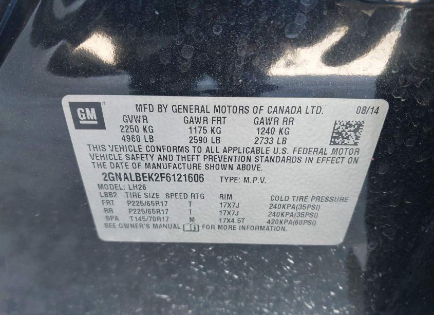 Photo 9 of 2015 Chevrolet Equinox 1LT (VIN 2GNALBEK2F6121606)