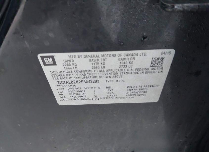 Photo 9 of 2015 Chevrolet Equinox 1LT (VIN 2GNALBEK2F6342283)