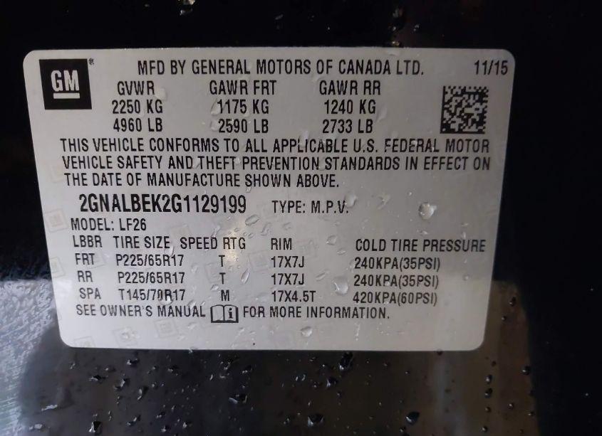 Photo 9 of 2016 Chevrolet Equinox LS (VIN 2GNALBEK2G1129199)