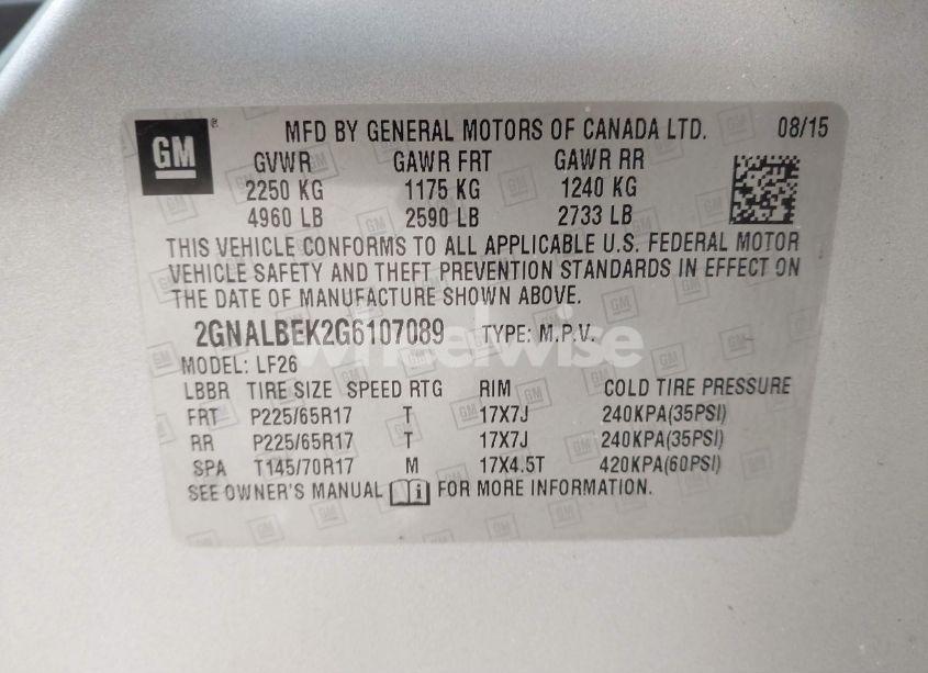 Photo 9 of 2016 Chevrolet Equinox LS (VIN 2GNALBEK2G6107089)