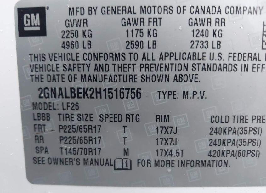 Photo 9 of 2017 Chevrolet Equinox LS (VIN 2GNALBEK2H1516756)