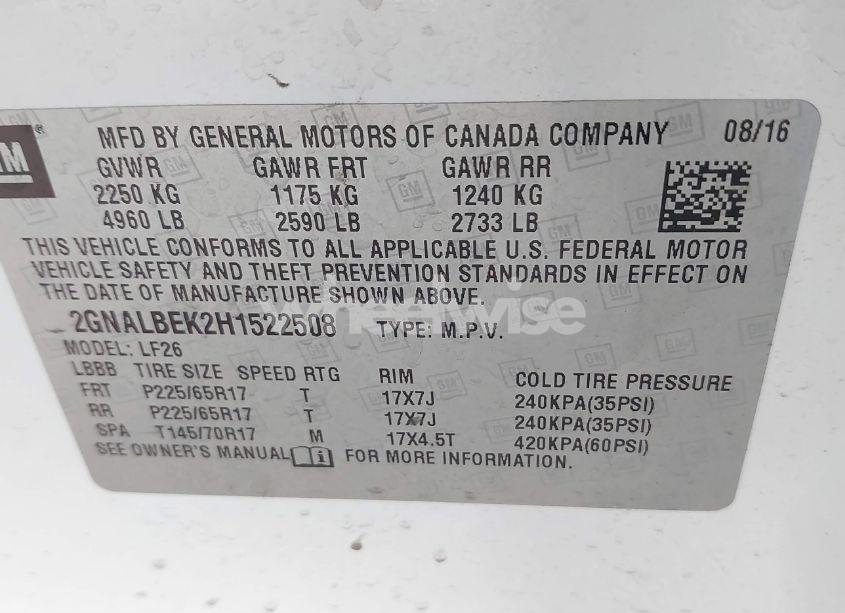 Photo 9 of 2017 Chevrolet Equinox LS (VIN 2GNALBEK2H1522508)