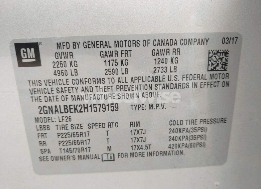 Photo 9 of 2017 Chevrolet Equinox LS (VIN 2GNALBEK2H1579159)