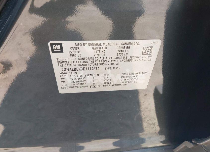 Photo 9 of 2013 Chevrolet Equinox LS (VIN 2GNALBEK3D1114674)