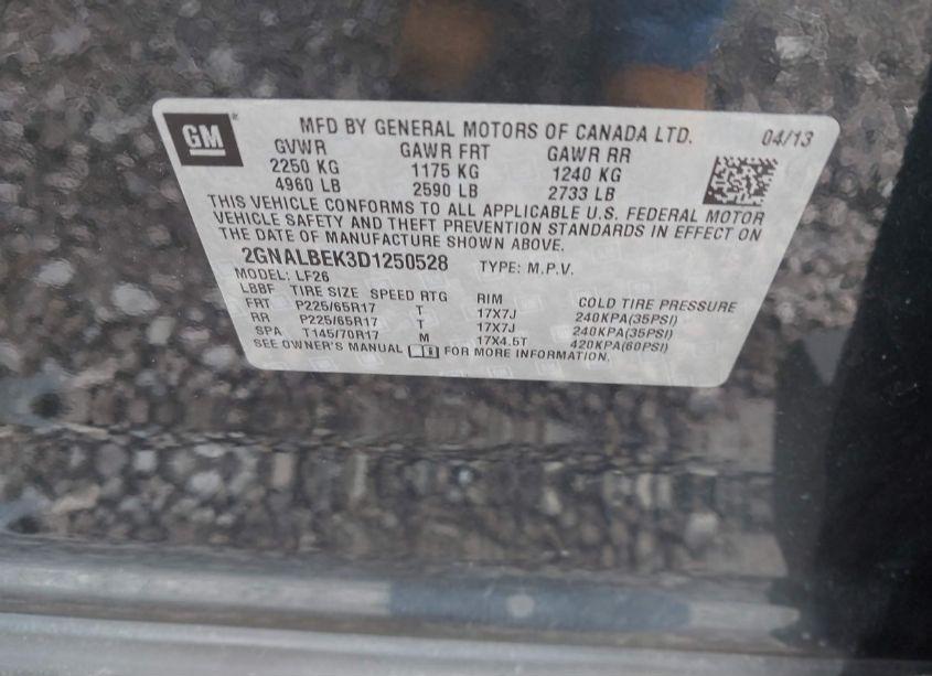 Photo 9 of 2013 Chevrolet Equinox LS (VIN 2GNALBEK3D1250528)