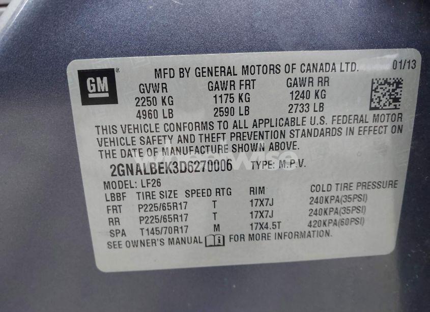 Photo 9 of 2013 Chevrolet Equinox LS (VIN 2GNALBEK3D6270006)