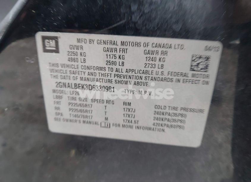 Photo 9 of 2013 Chevrolet Equinox LS (VIN 2GNALBEK3D6330981)