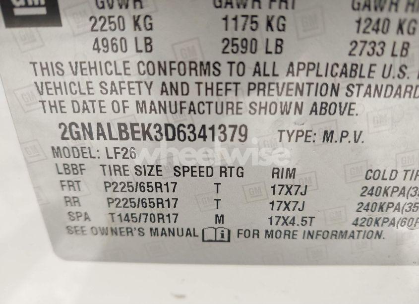Photo 9 of 2013 Chevrolet Equinox LS (VIN 2GNALBEK3D6341379)
