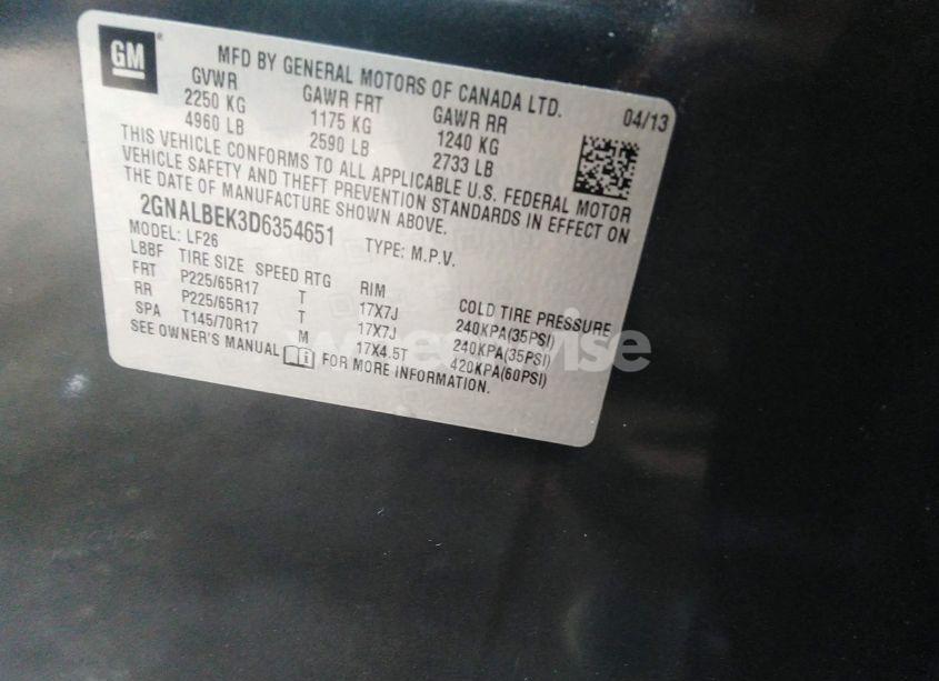 Photo 9 of 2013 Chevrolet Equinox LS (VIN 2GNALBEK3D6354651)