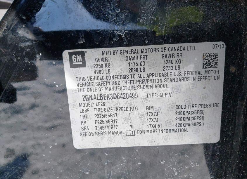 Photo 9 of 2013 Chevrolet Equinox LS (VIN 2GNALBEK3D6420499)