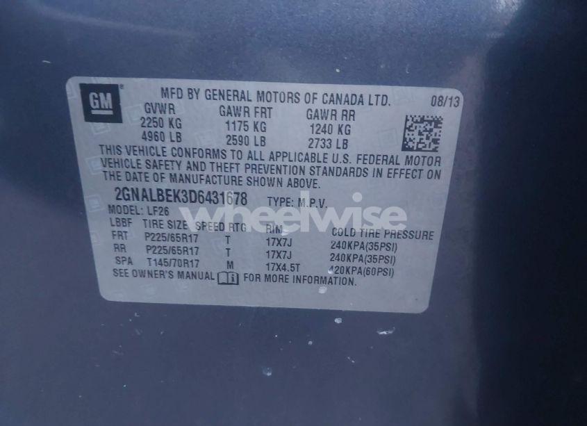 Photo 9 of 2013 Chevrolet Equinox LS (VIN 2GNALBEK3D6431678)