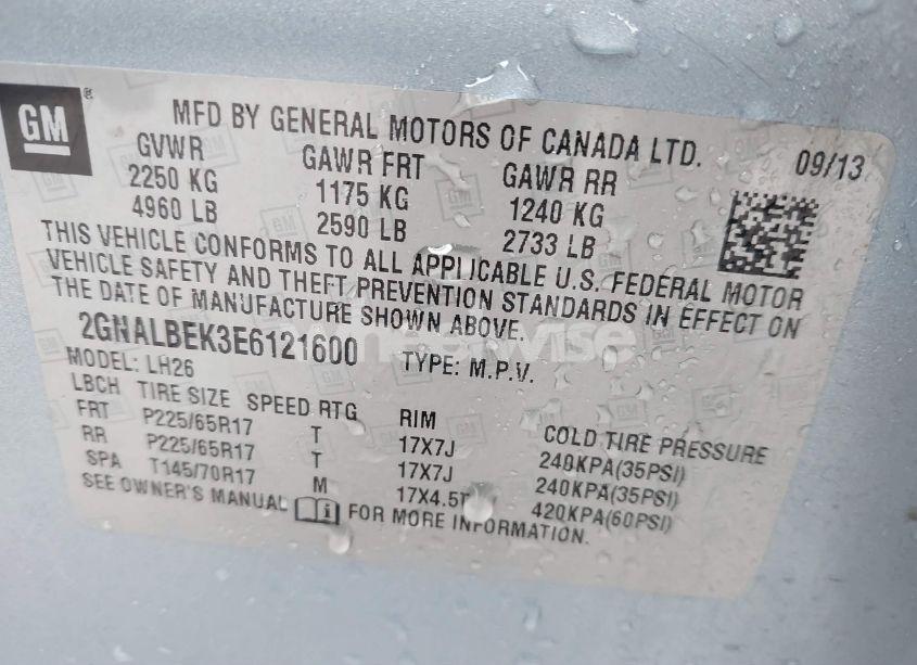 Photo 9 of 2014 Chevrolet Equinox 1LT (VIN 2GNALBEK3E6121600)