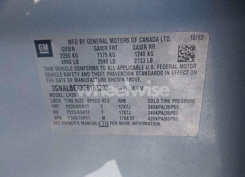 Photo 9 of 2014 Chevrolet Equinox 1LT (VIN 2GNALBEK3E6163202)