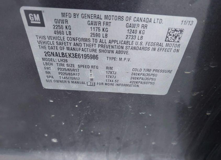 Photo 9 of 2014 Chevrolet Equinox 1LT (VIN 2GNALBEK3E6195986)