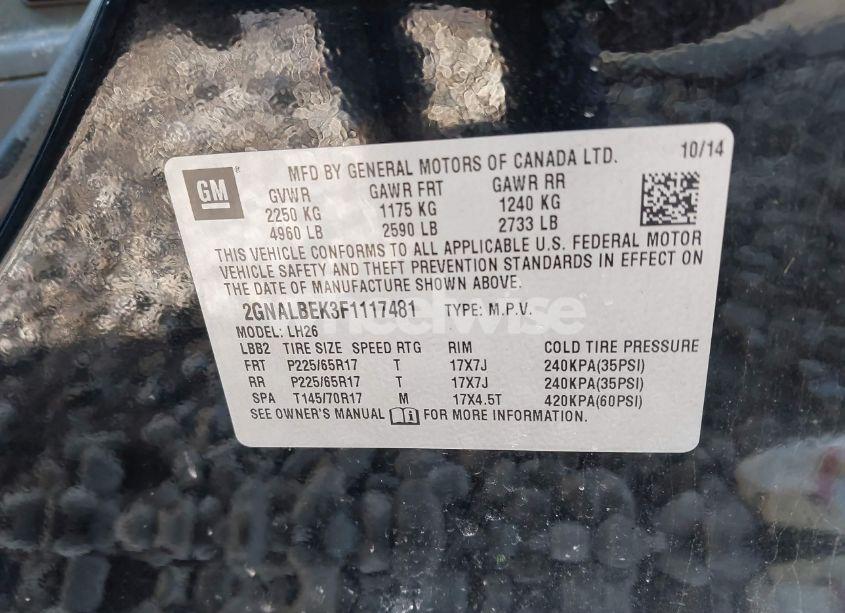 Photo 9 of 2015 Chevrolet Equinox 1LT (VIN 2GNALBEK3F1117481)