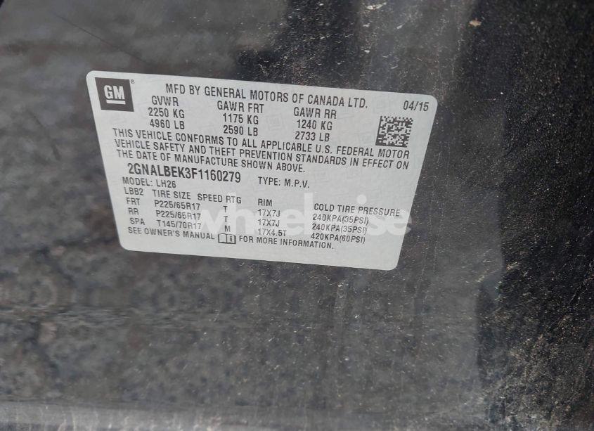 Photo 9 of 2015 Chevrolet Equinox 1LT (VIN 2GNALBEK3F1160279)