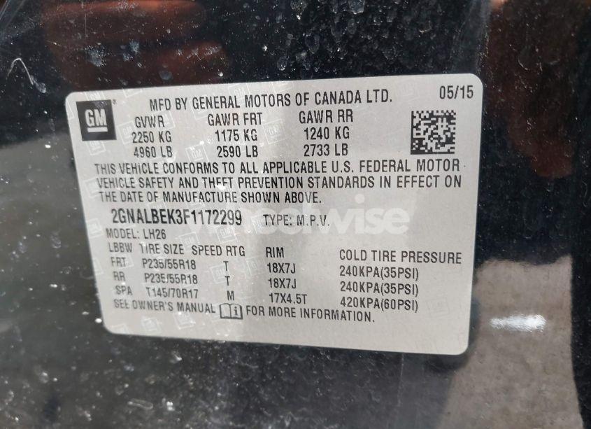 Photo 9 of 2015 Chevrolet Equinox 1LT (VIN 2GNALBEK3F1172299)