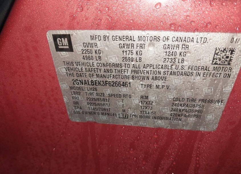 Photo 9 of 2015 Chevrolet Equinox 1LT (VIN 2GNALBEK3F6266461)