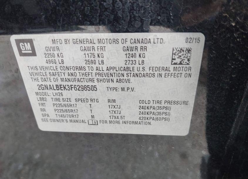 Photo 9 of 2015 Chevrolet Equinox 1LT (VIN 2GNALBEK3F6298505)