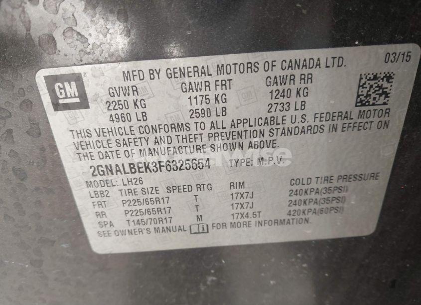 Photo 9 of 2015 Chevrolet Equinox 1LT (VIN 2GNALBEK3F6325654)